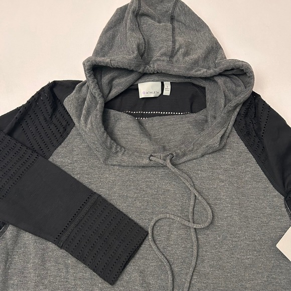 Athleta Tops - Athleta Hoodie Womens Small Gray Black Limitless Pulchah Charcoal Cowl Neck NWT